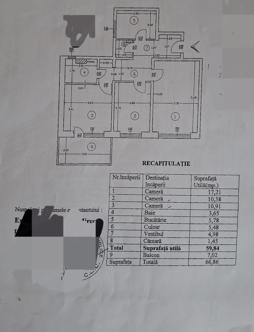 Vand apartament 3 camere