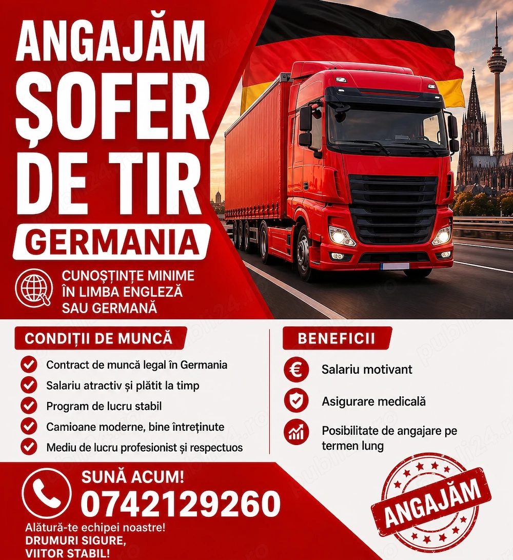 Angajăm șoferi de camion în Germania. 