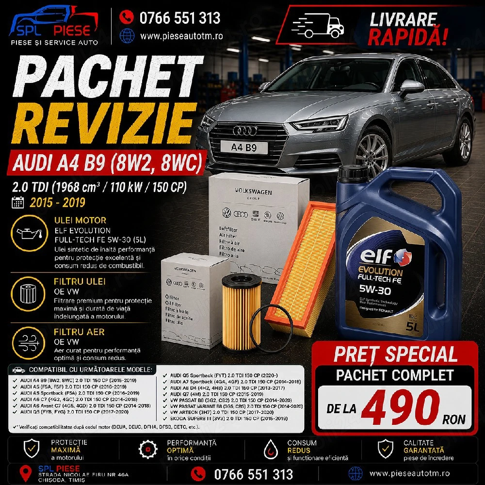 Pachet de revizie complet pentru Audi A4 B9 2.0 TDI! 