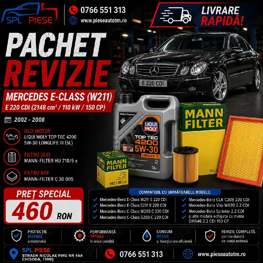 Pachet de revizie premium pentru Mercedes E-Class W211 E220 CDI! 