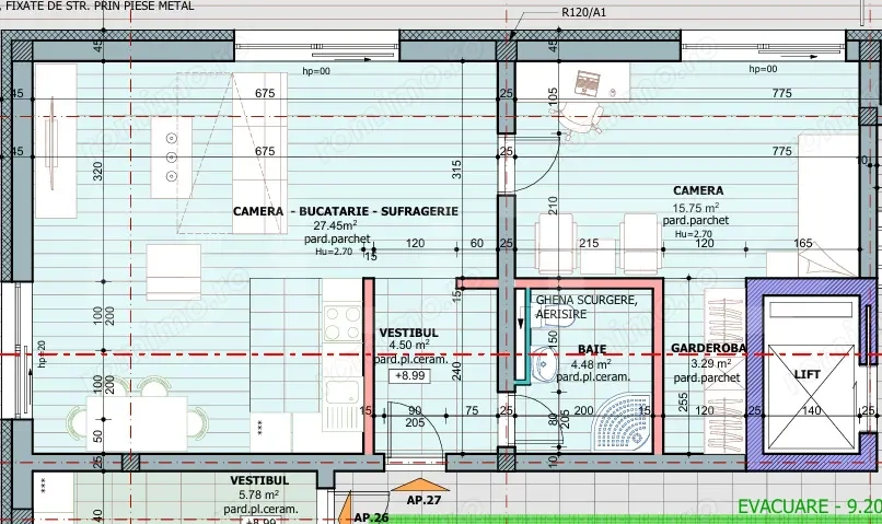 Apartament 2 camere, 55.47 mp, zona Tudor 