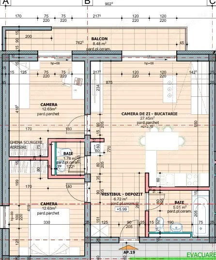 Apartament 3 camere, 66.22 mp, zona Tudor 