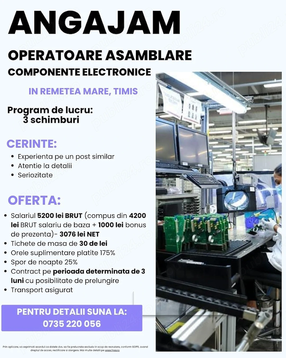 HPA recruteaza operator asamblare- Remetea Mare