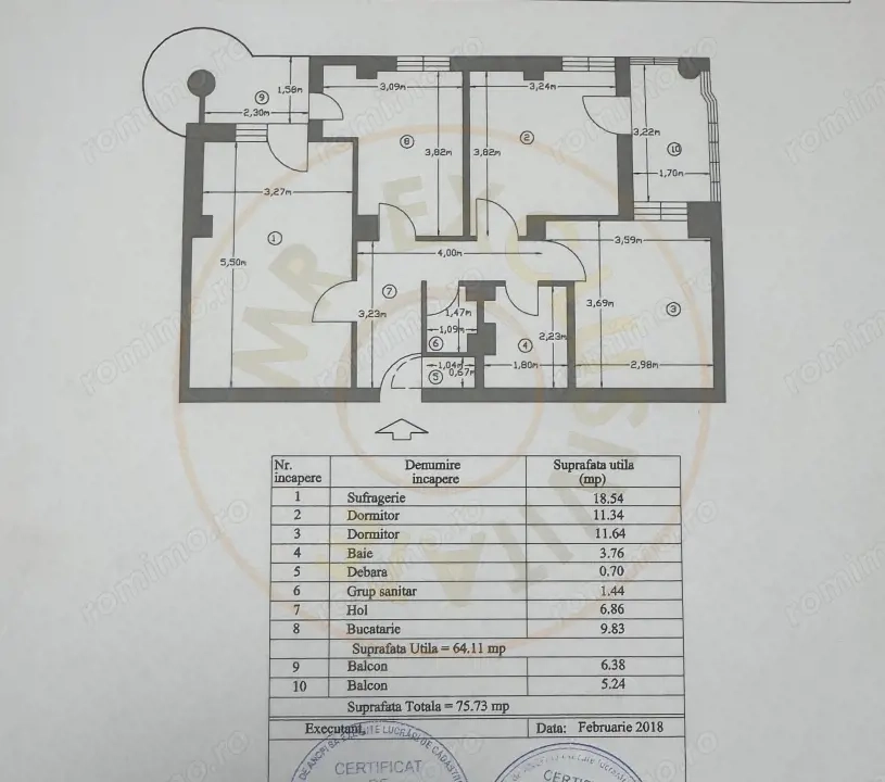 Apartament decomandat 3 camere Gavana 