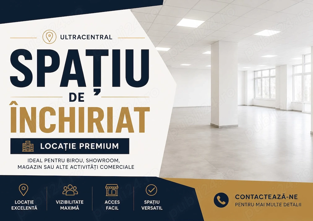 Spatiu comercial ultracentral--172 mp--2500e