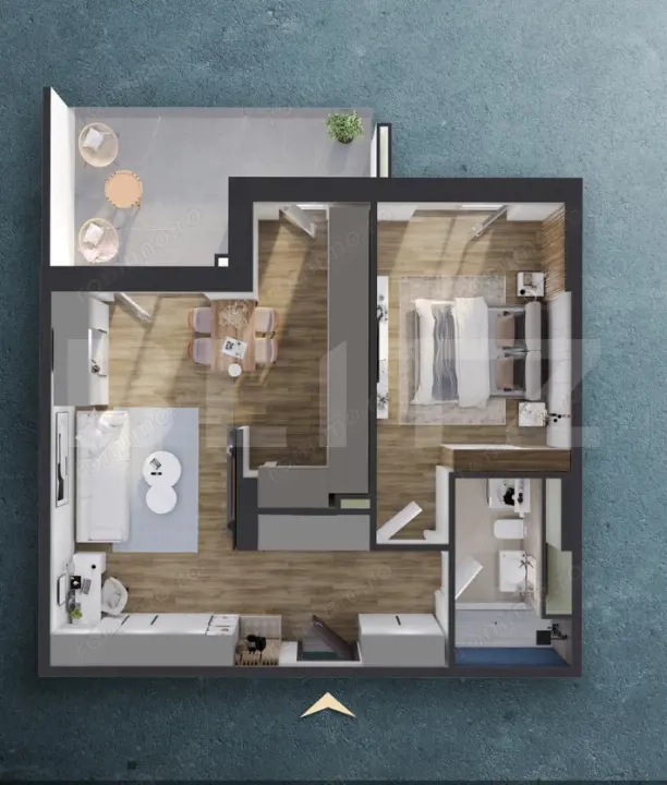Apartament 2 camere, 59 mp, balcon 13 mp,  proiect nou nZEB, zona Rivus