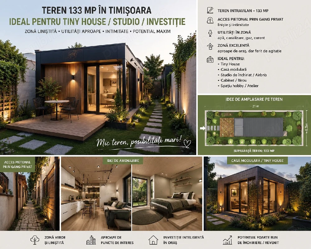 Investiție inteligentă: teren urban pentru casă modulară sau Airbnb