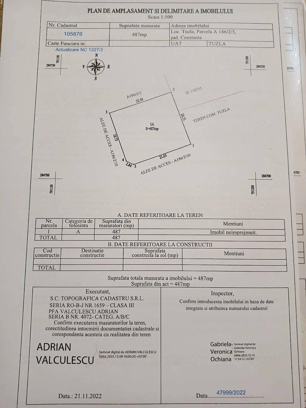 Vand 3 loturi intravilane Tuzla foarte ieftin 11 euro mp.