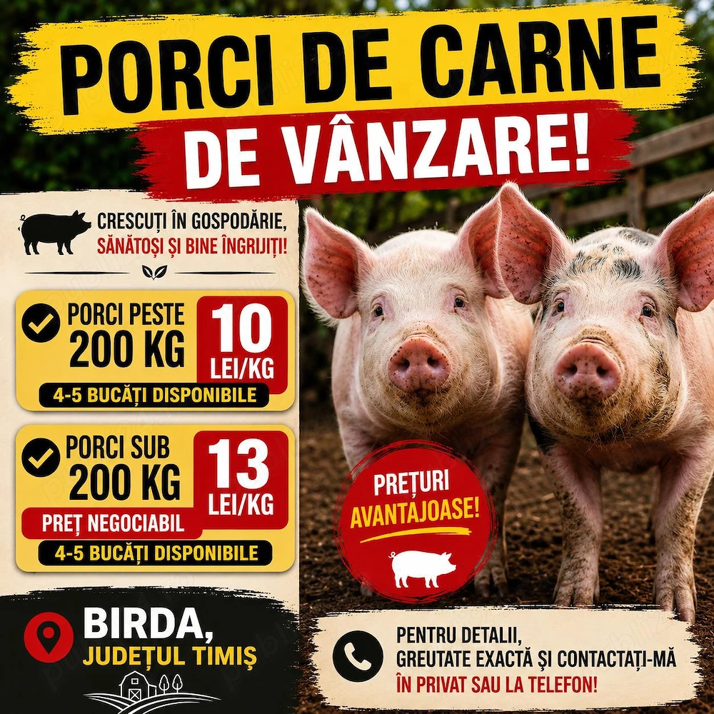 Porci de vanzare,Birda,judet Timis