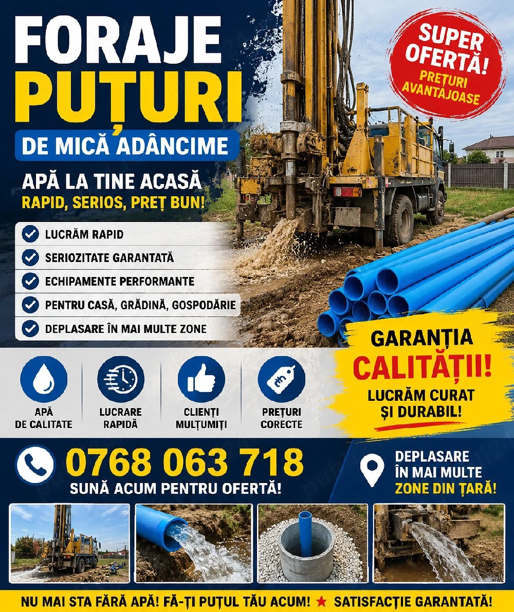 foraje puțuri eftin 