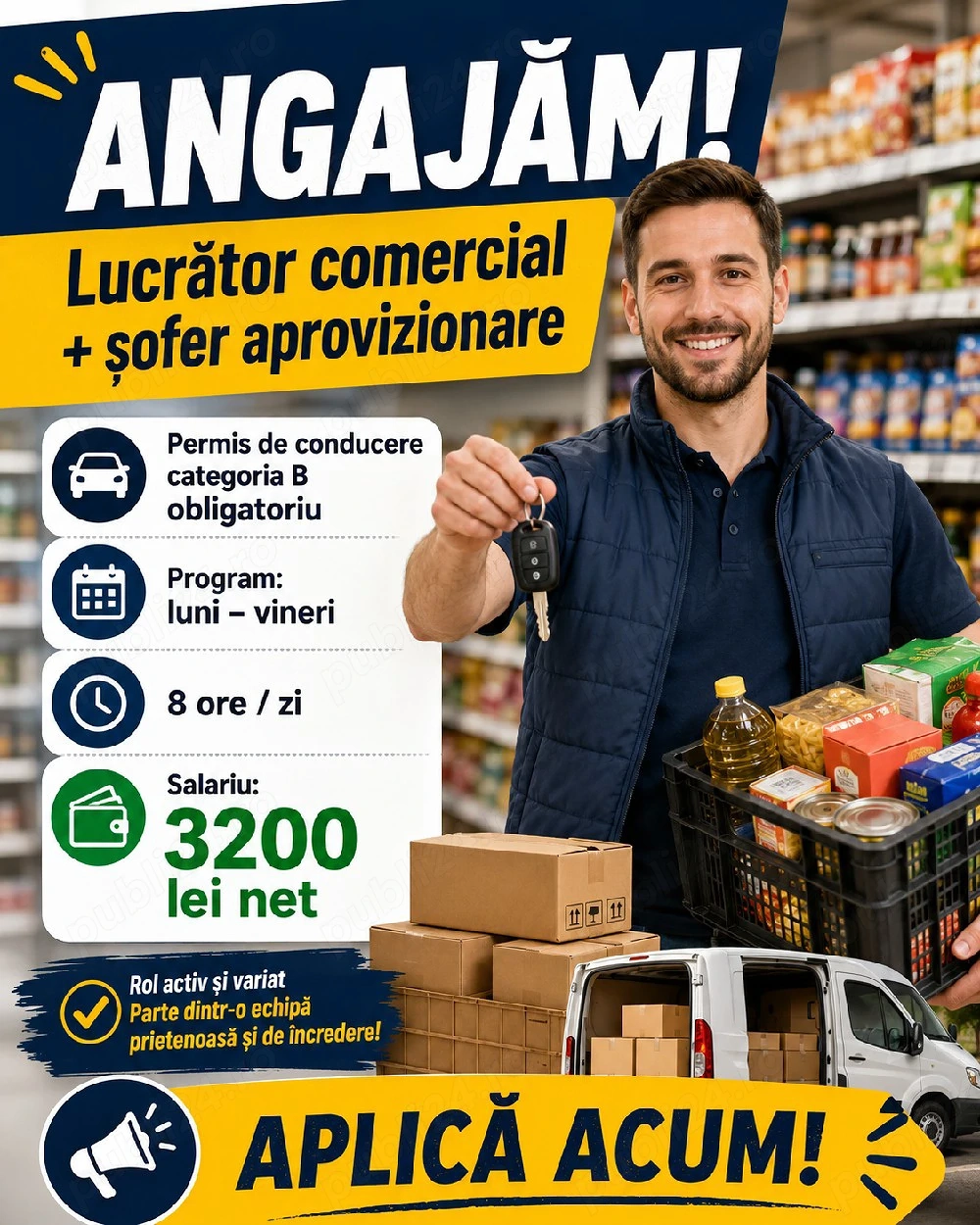 Angajam lucrator comercial sofer B