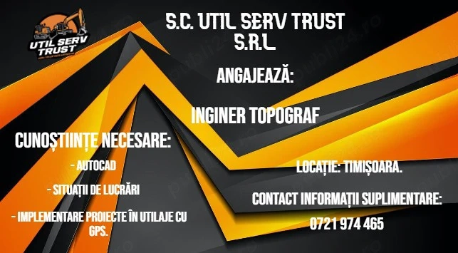 S.C. Util Serv Trust S.R.L. angajează inginer topograf 