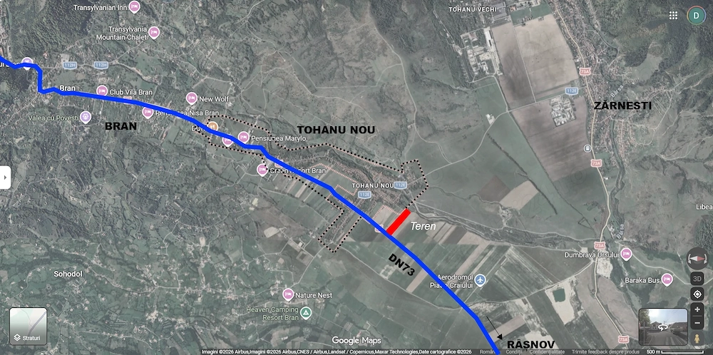 Teren intrare în Bran - în Tohanul Nou, acces direct la DN73