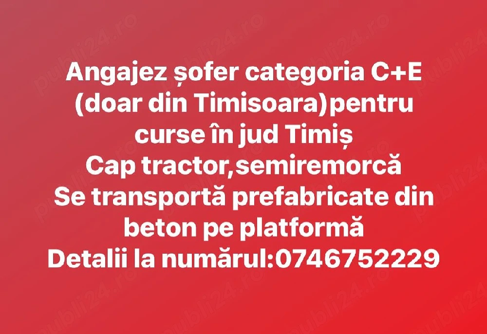Angajez sofer categoria C+E curse locale TM