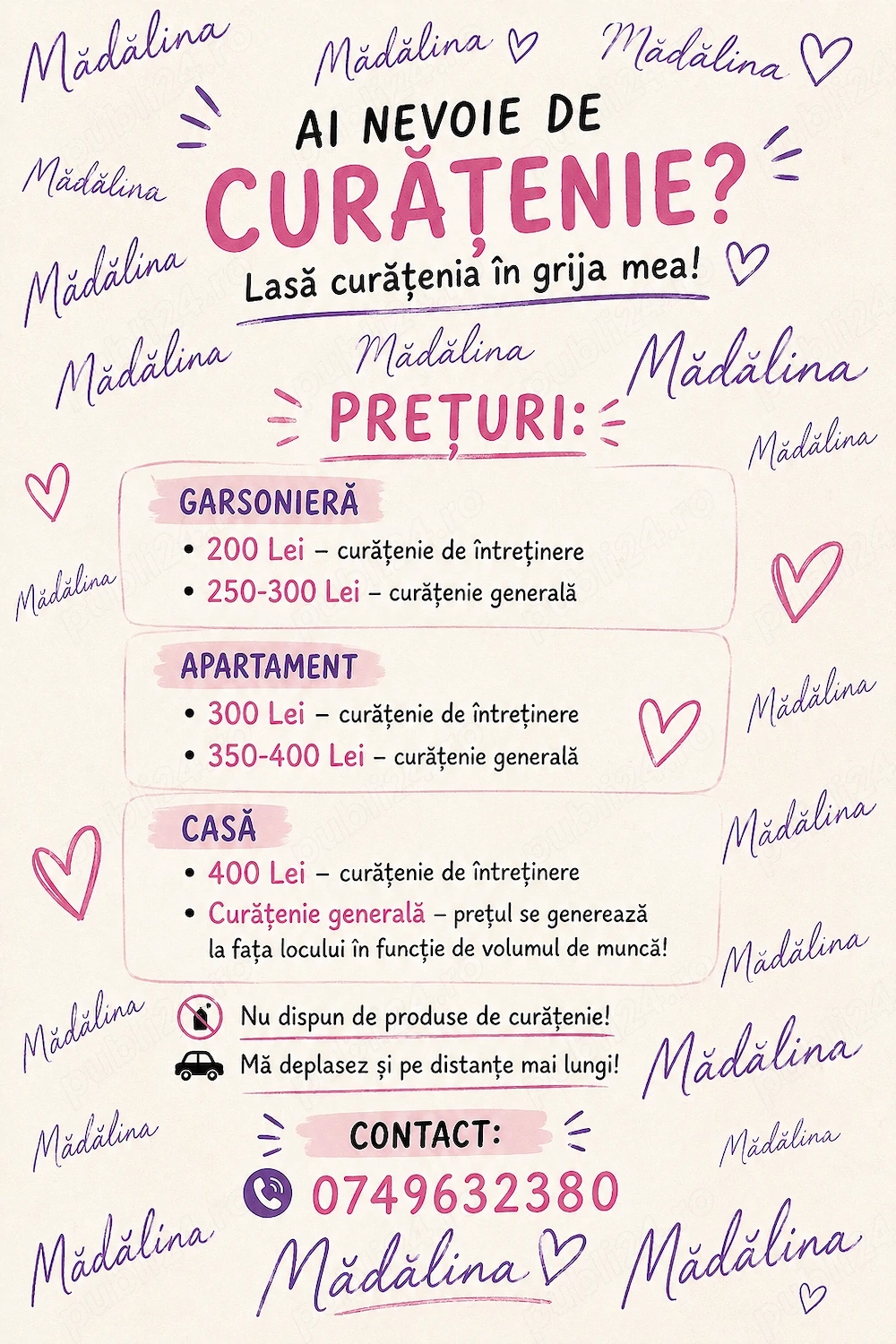 Curățenie la domiciliu! Nu caut oameni la curățenie nu angajez!!!
