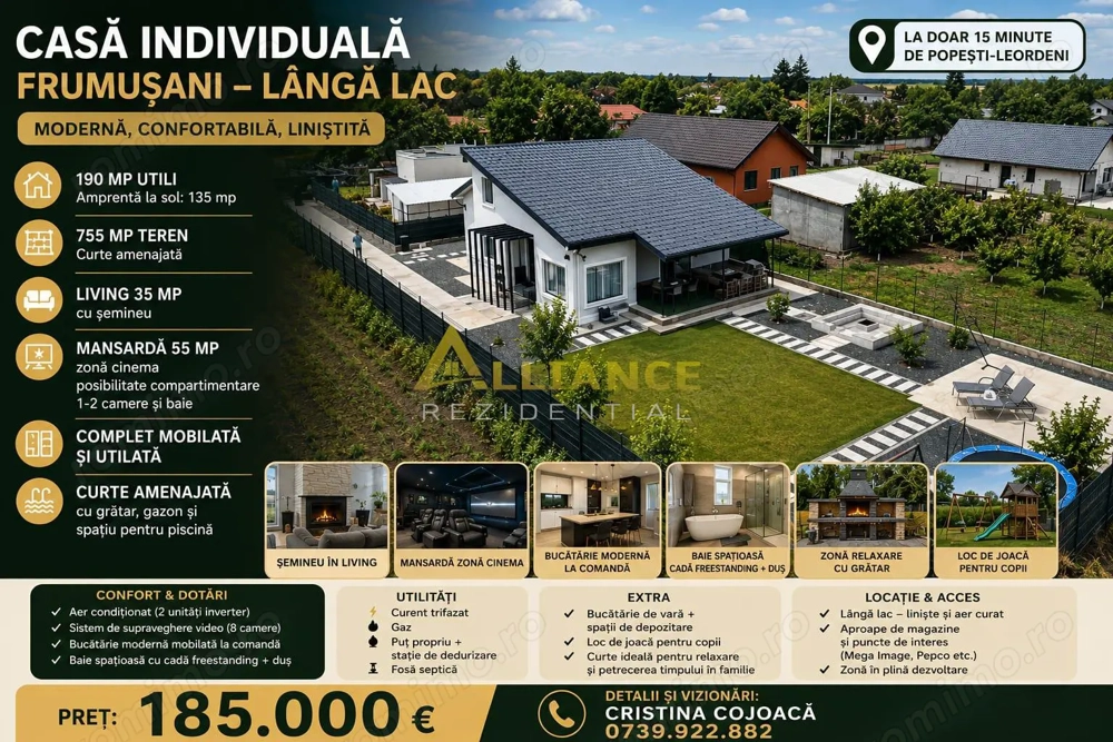 Casa Individuala Frumusani 755 mp Complet Mobilata si Utilata