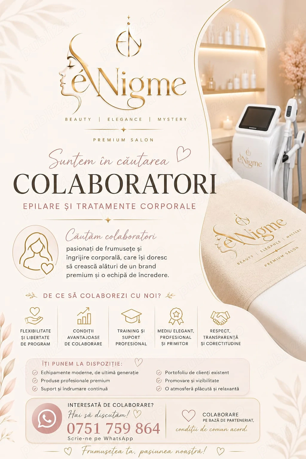Colaborare în salon premium   epilare definitivă și tratamente corporale