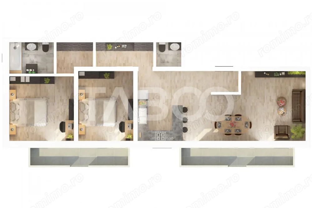Apartament de vanzare 78mp 3 camere 2 bai parcare Doamna Stanca