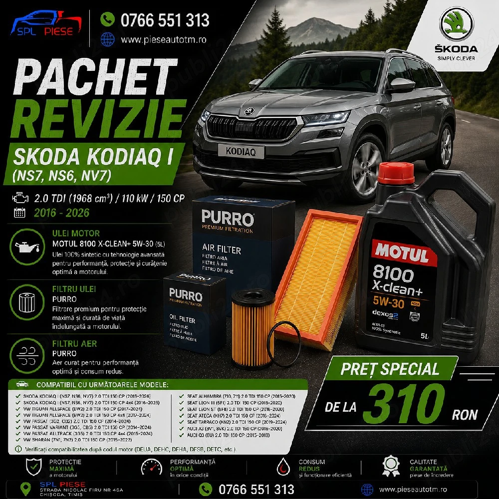 Pachet Revizie Skoda Kodiaq I 2.0 TDI (150 CP) 