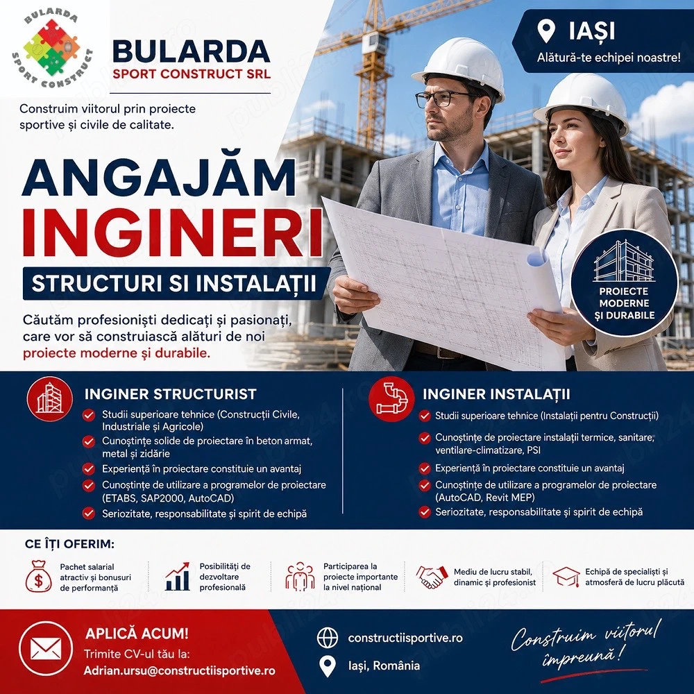Angajam Inginer structurist si instalatii