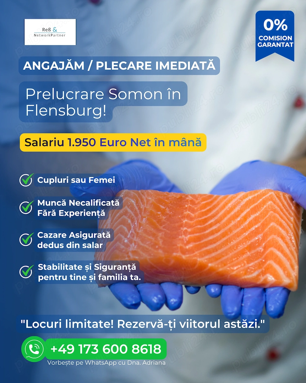  ANGAJĂM IMEDIAT: Operator Producție Somon în Flensburg, Germania! (Comision 0%)