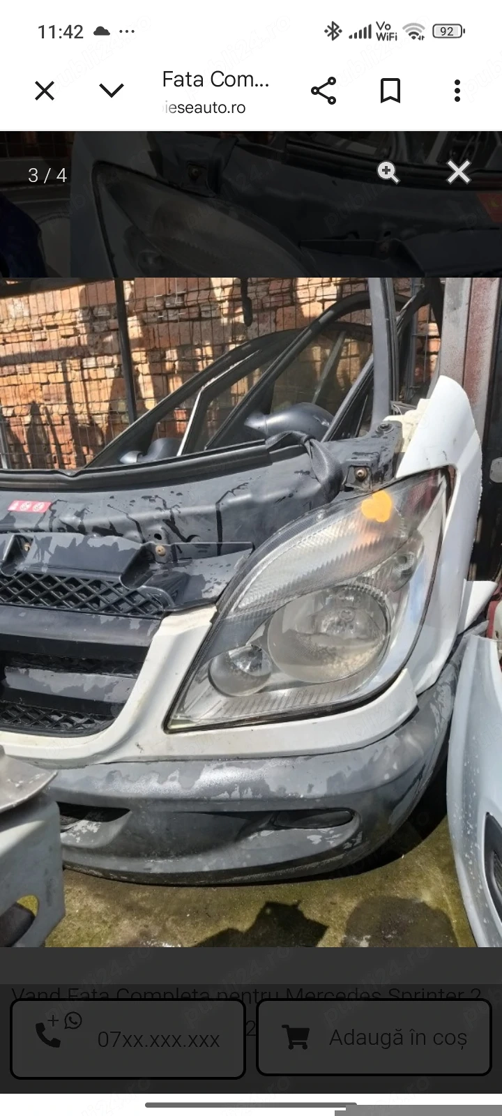 Vand Fata Completa pentru Mercedes Sprinter 2 2.2 CDI Euro 5, an 2013 2014 2015