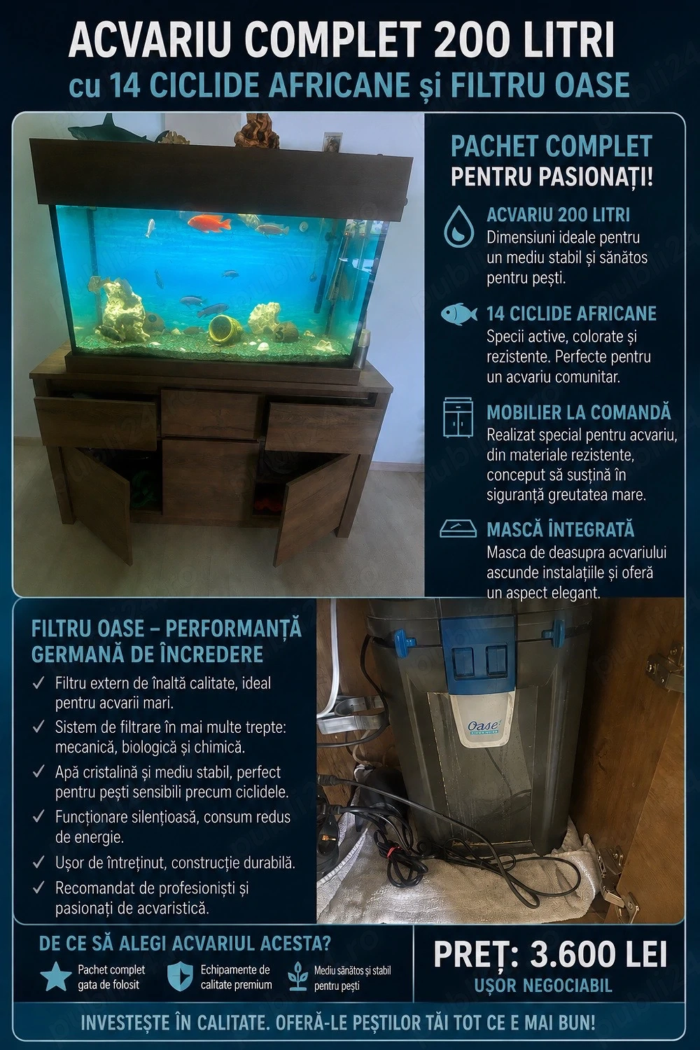 Acvariu 200l cu ciclide africane