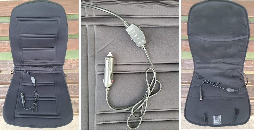 Husă Scaun Auto cu Încălzire 12V, Telecomandă pe fir – NOUĂ / Neutilizată