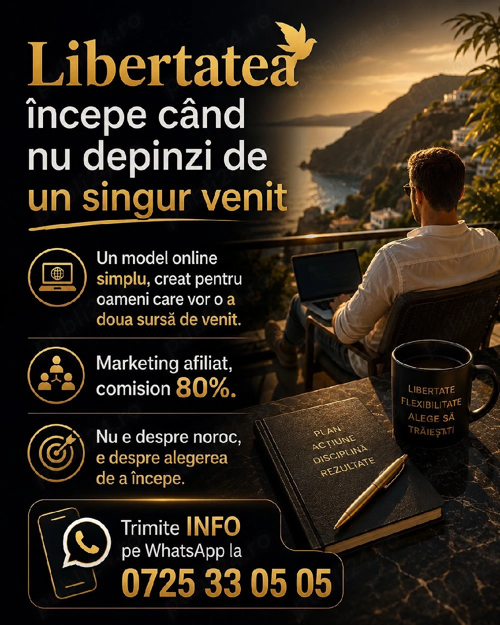 Câștiguri online cu comision 80%   Model simplu, fără experiență necesară