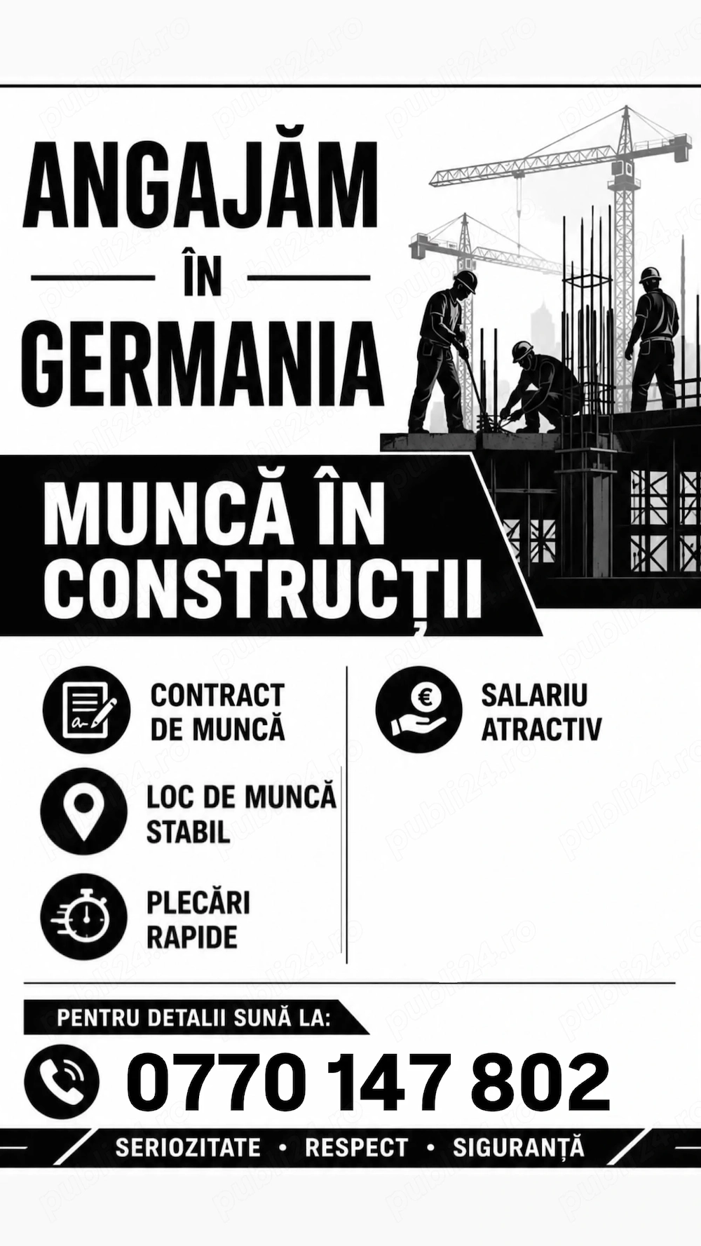     Cautăm muncitori necalificați pentru construcții în Germania   Loc de muncă stabil