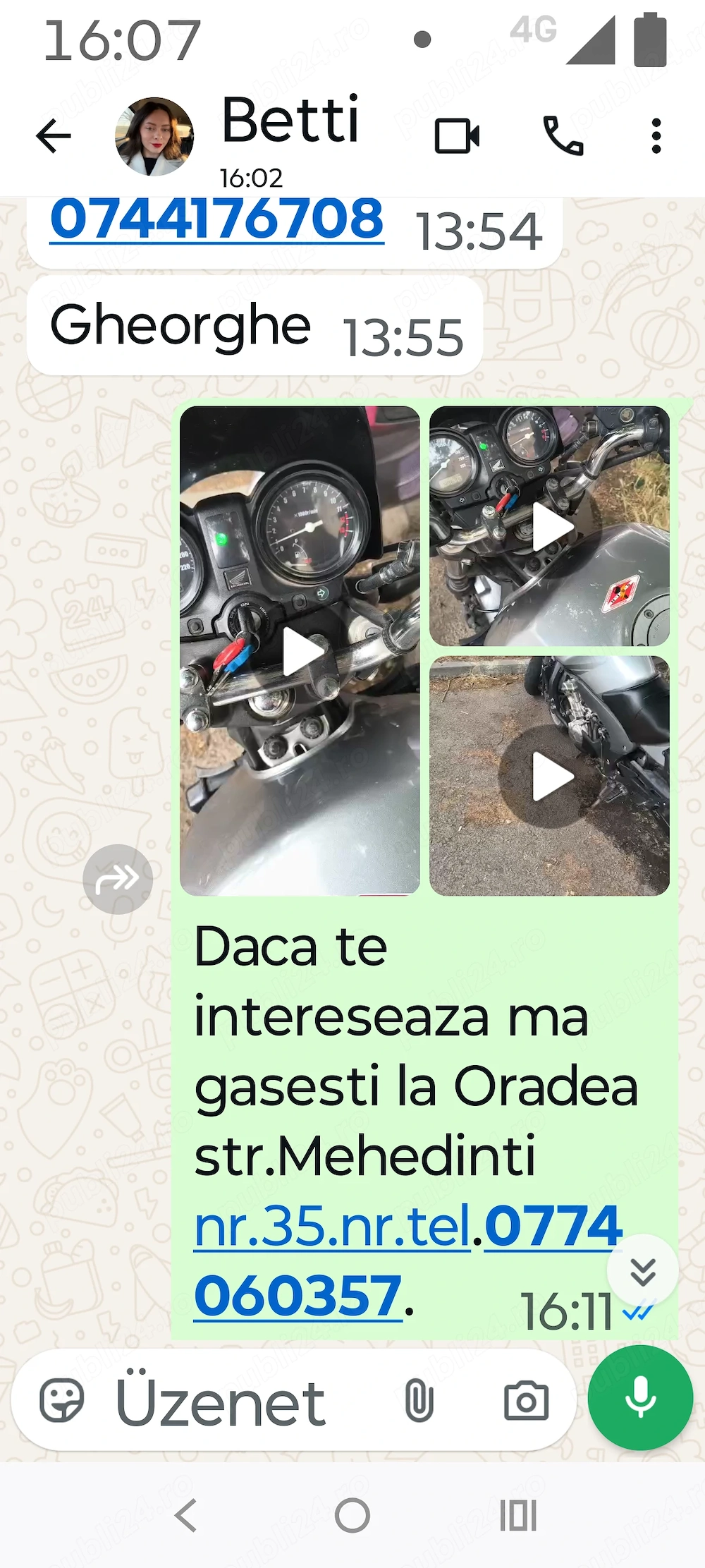 Vand motocicleta Honda 600 cbf