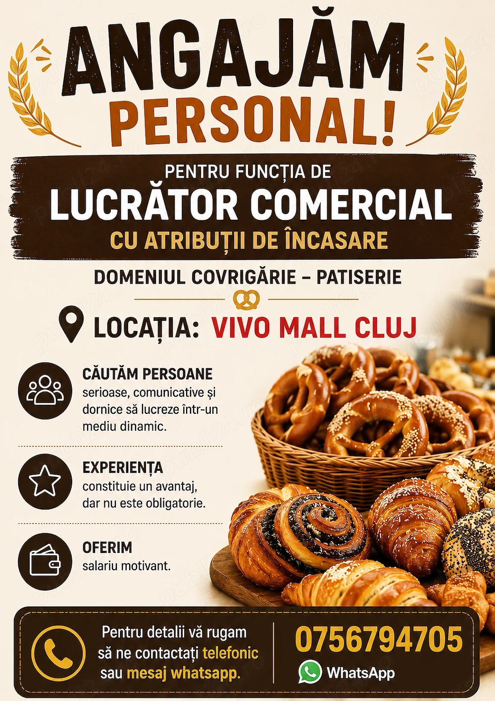 Lucrator comercial Casier patiserie