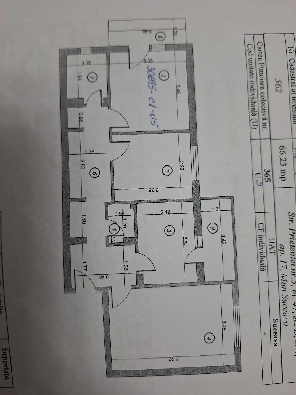 Vând apartament 3 camere   Burdujeni .