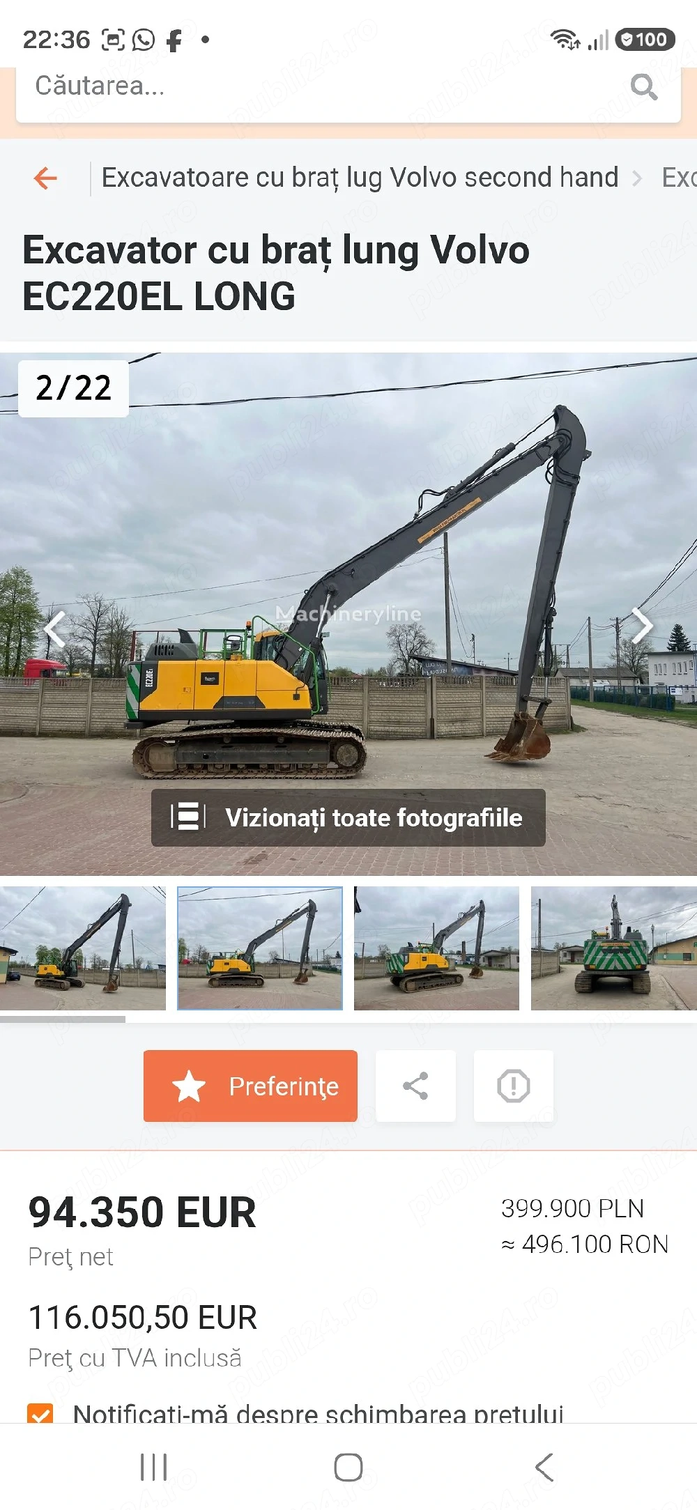 Angajam operator excavator cu braț lung 