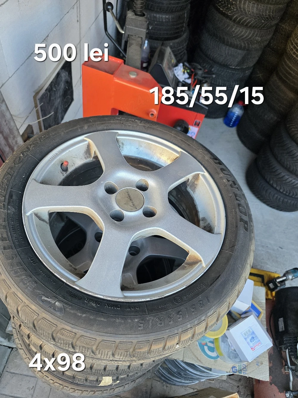 Set 4 jante aliaj 4x98 echipate cu anvelope MS 185/55/15