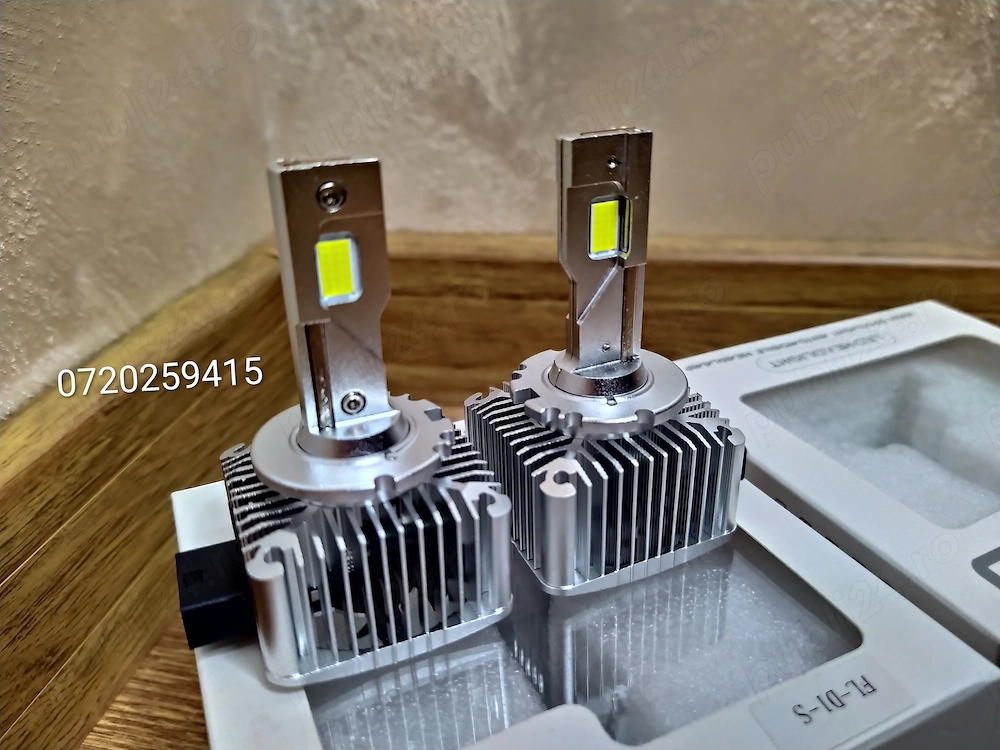 Set 2 Becuri LED D1S 100W lumină puternică, radiator aluminiu 12000lm