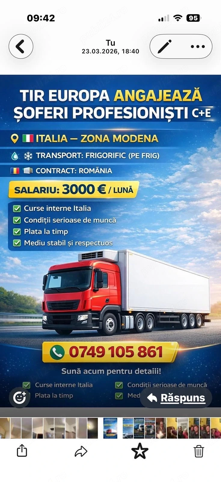 Angajăm Șoferi TIR C+E pentru Italia | Contract RO | 2700-3300 Euro