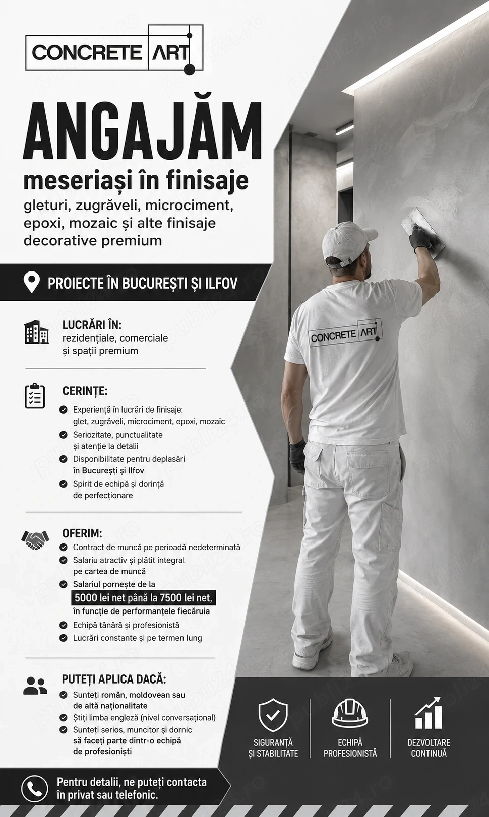 Angajam muncitori calificați   finisaje   SALARIU DE LA 6.000 LEI NET