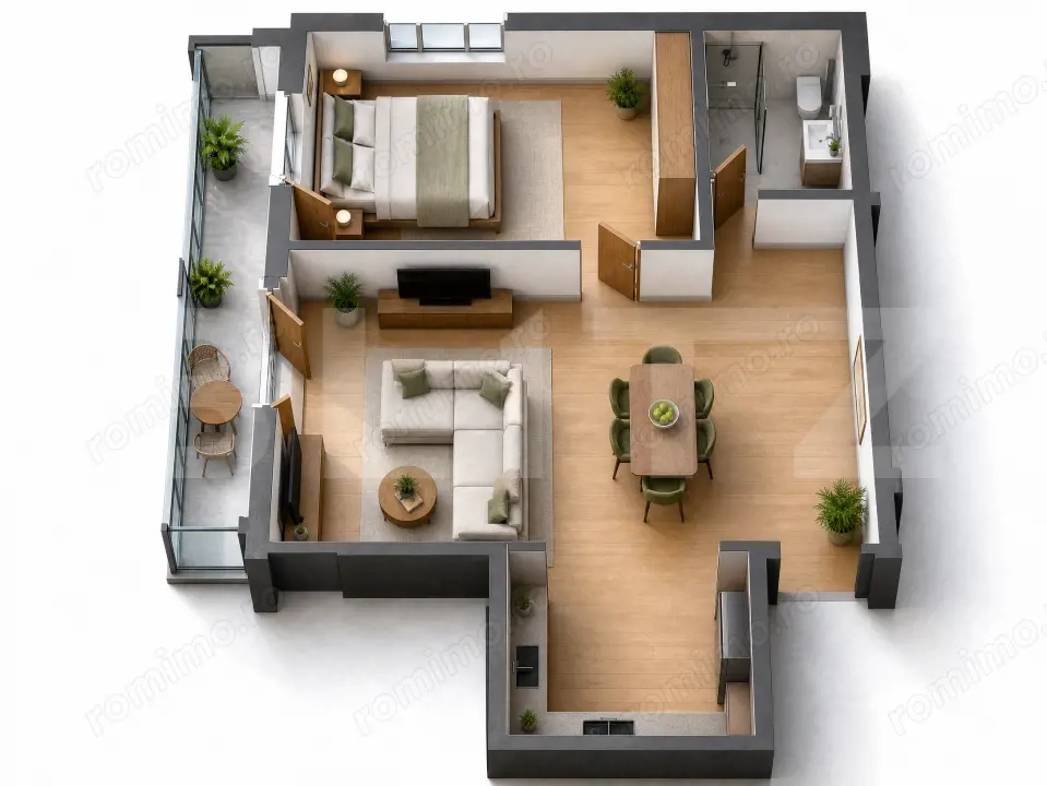 Apartament nou cu C.F., 2 camere, 56 mp utili, terasă, Mărăști