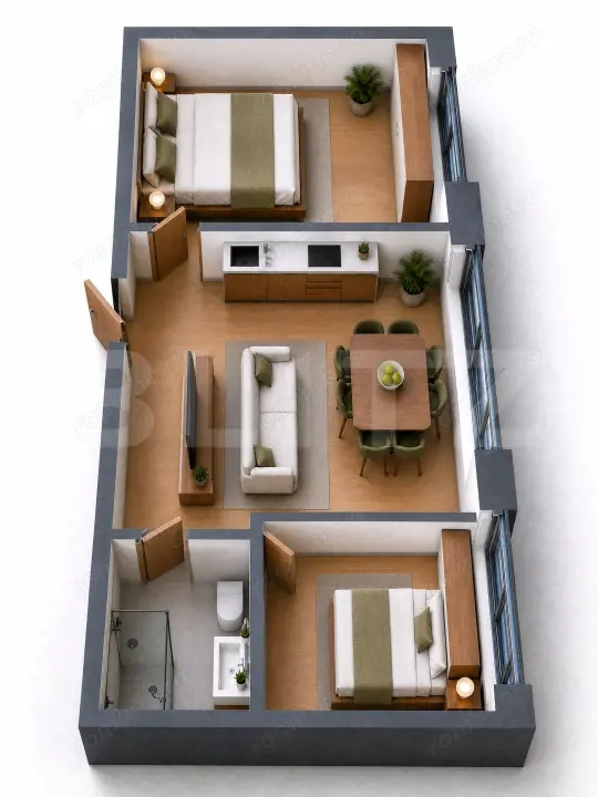 Apartament cu C.F. 3 camere in bloc nou, Mărăști