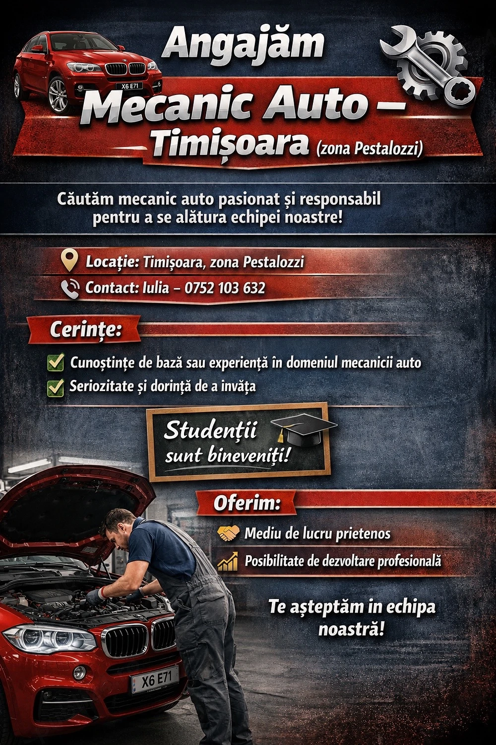 Angajez mecanic auto cu cunostinte in domeniu 