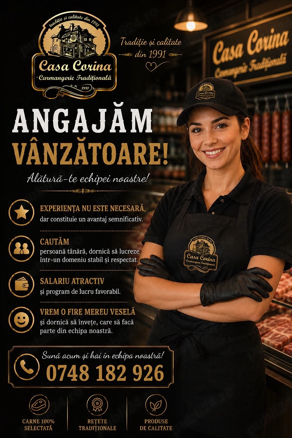 Angajam Vanzatoare- Carmangeria Casa Corina