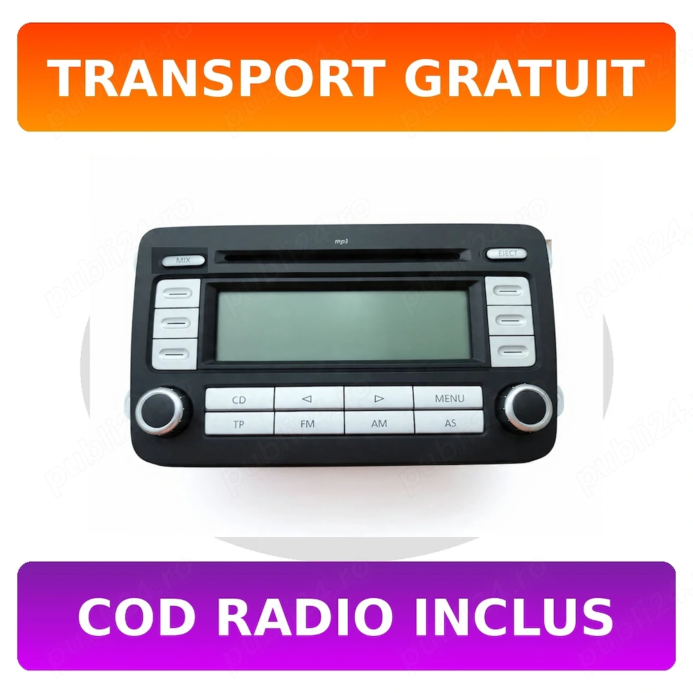 Radio CD Player OEM Volkswagen RCD 300 MP3 (Grundig)   Cod de Deblocare Inclus, Transport Gratuit
