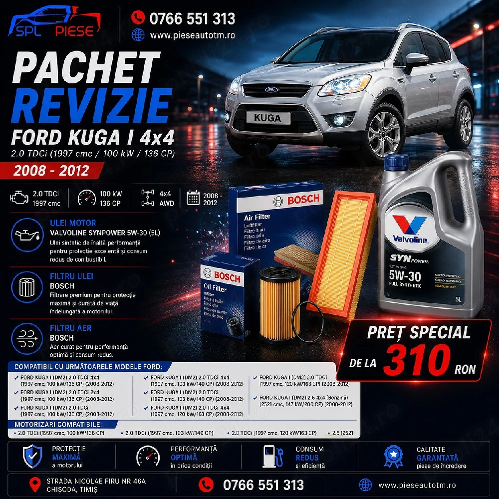 Pachet Revizie Ford Kuga I 4x4 2.0 TDCi 136 CP (2008–2012)