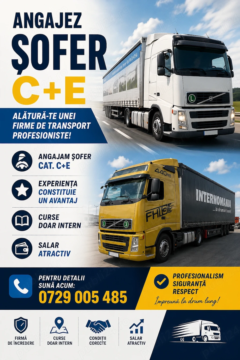 Angajez șofer cat C+E curse interne 