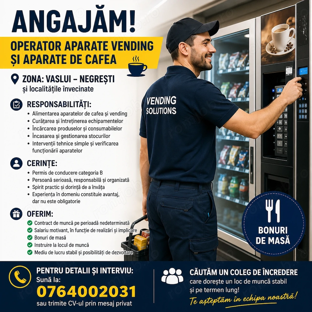 Operator automate cafea Jud. Vaslui