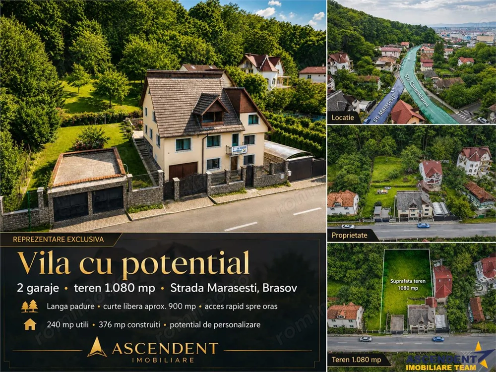 Vila cu potential, 2 garaje, teren 1.080 mp, strada Marasesti, Brasov