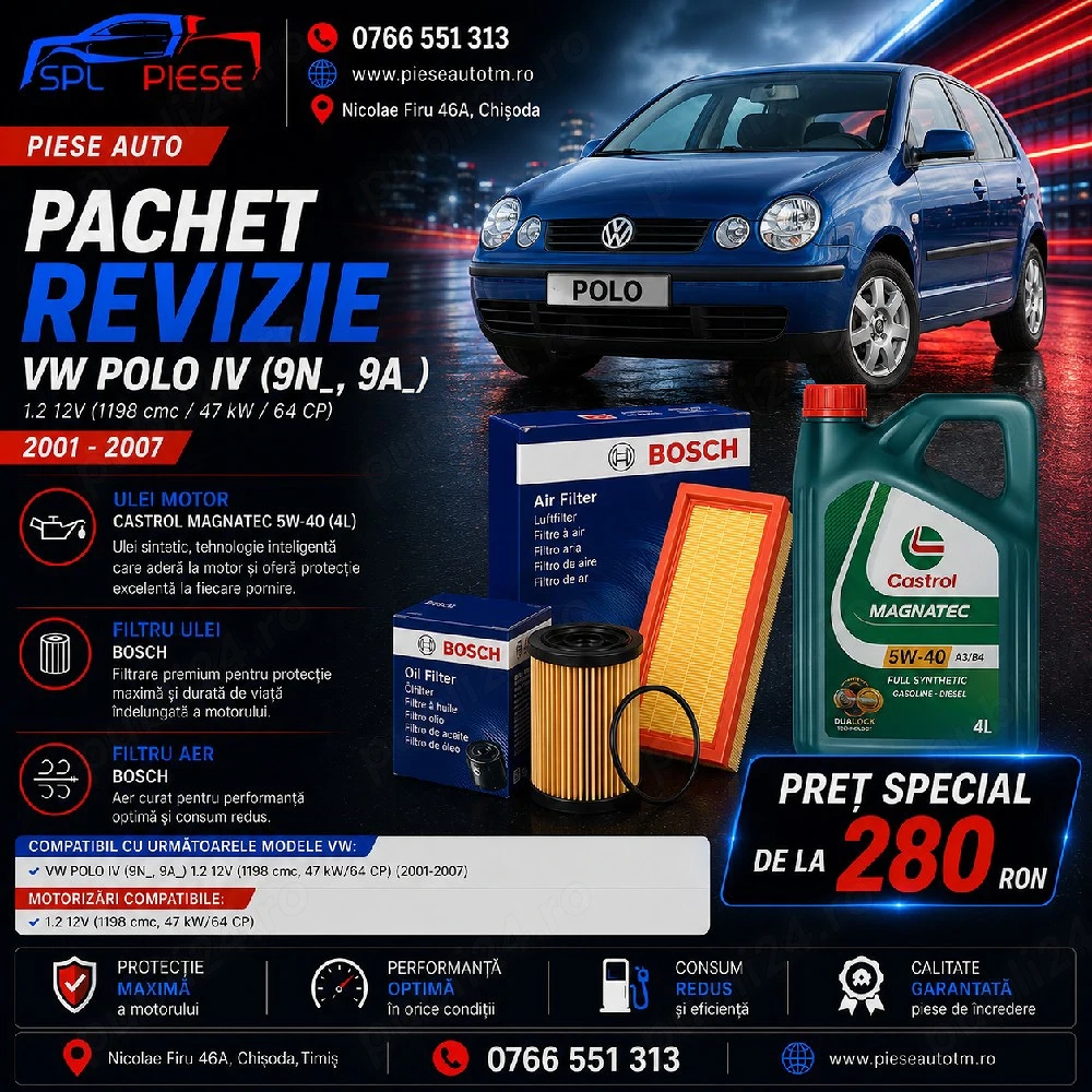 Pachet Revizie VW Polo IV 1.2 12V (2001–2007)