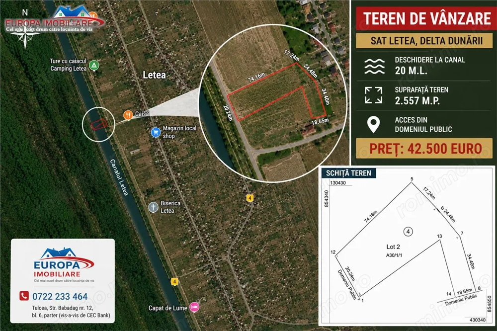 Teren cu deschidere la canal  #238;n Letea – 2.557 mp | Delta Dun #259;rii |