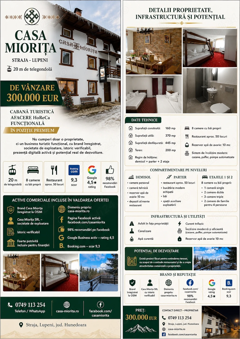 De vânzare: Casa Miorița   cabană turistică funcțională în Straja